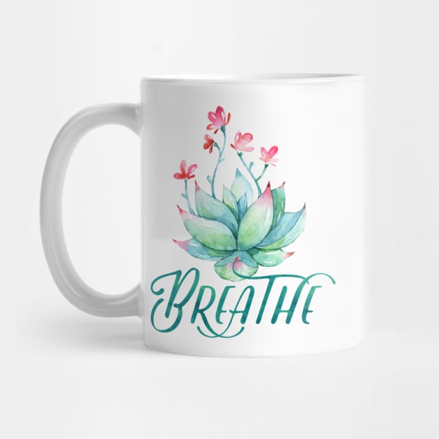 Breathe Yoga Pilates succulent watercolor cactus by SouthPrints